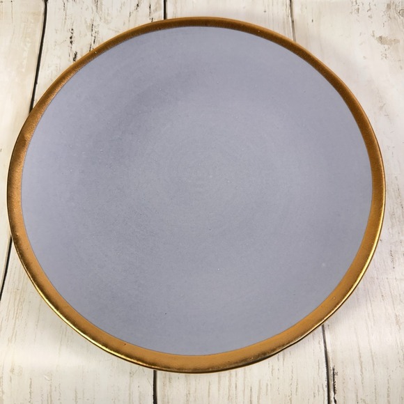 Crate & Barrel Salad Luncheon Plate Addison Gray Gold Rim Boho Glam Casual - Picture 10 of 16
